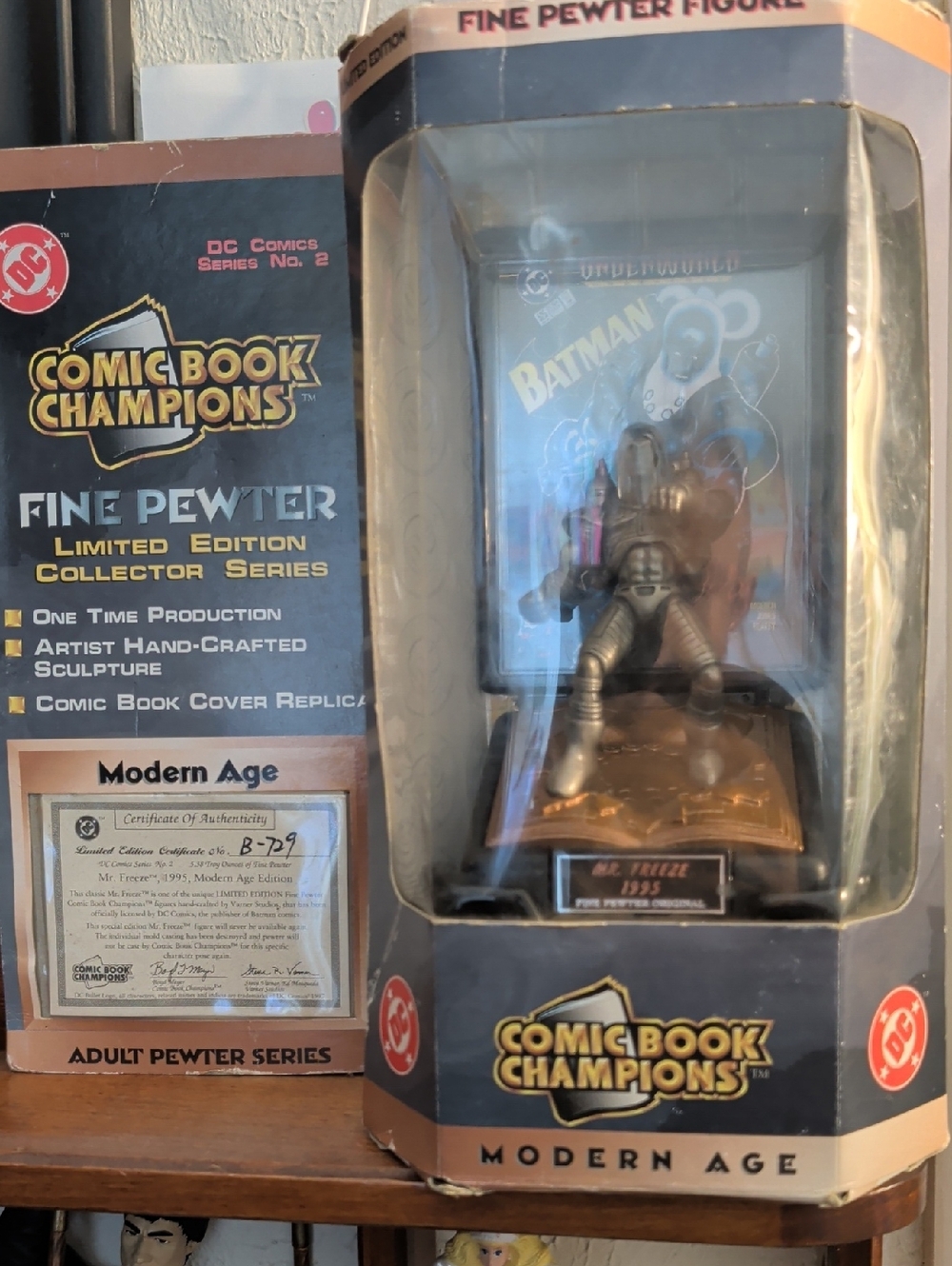 Comic Book Champions Fine Pewter Mr. Freeze Figure - Silver with Gold Base
